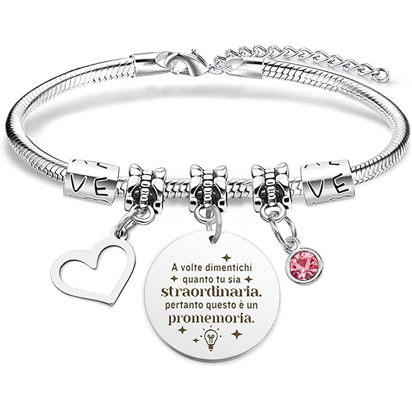 Bracciale Amicizia Ipoallergenico Donna - Acciaio 316L, Regolabile, Con Ciondoli E Confezione Regalo