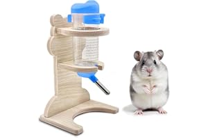 PVFZXS Hamster Trinkflasche Set - 1 Trinkflasche und 1 Massivholzbär Geformte Halterung für Hamster, Meerschweinchen, Kaninchen und Chinchillas (125ml)