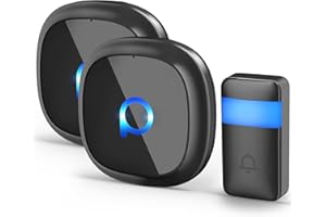 elestyle Wireless Doorbell with 2 Receivers, 300M Long Range Door Bells Battery Operated, IPX5 Waterproof Door Chime kit with 32 Melodies, 5 Volume Levels, LED Flash, Black