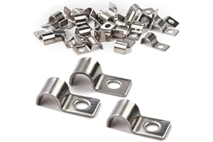 XoeLLe 50 Stück Befestigungsschelle Metall Rohrschellen, Hochleistungs Kabelschellen, Rohrschellen Rohrbefestigung Einzelloch Edelstahl, Rohrklemme für Kabel Ø 8-9 mm