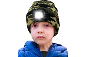 ATNKE Bambini LED Cappello con Luce, USB Ricaricabile 4 LED Luce Cappello da Corsa Invernale Torcia Testa Mani Libere Calda Berretto Lavorato Maglia Regali per Ragazzi e Ragazze