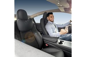 TANOLA TESBEAUTY Tesla Seat Headrest Pillow 2 Packs Tesla Neck Pillow Uniquely Designed For Tesla Model Y/3 Neck Support Cushion Genuine Nappa Leather Black
