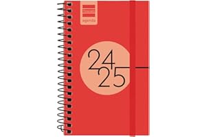 Finocam - Agenda Espir 2024 2025 Semana Vista Horizontal Septiembre 2024 - Agosto 2025 (12 meses) Rojo Español
