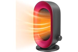 Sendowtek Petit Chauffage d'appoint 900W, Mini Radiateur Electrique avec 3 Modes, Protection Anti-surchauffe et Anti-basculement, Portable Chauffage Soufflant pour Bureau Chambre Intérieur