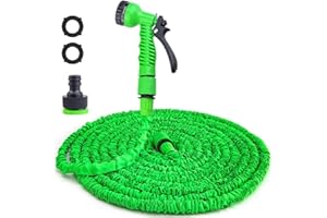 HELHOM Expandable Garden Hose Water Pipe - Upgraded 50FT Water Hose with 7 Function Spray Nozzle, Multi-Function Triple Layer Latex Core Garden Hoses for Gardening Washing