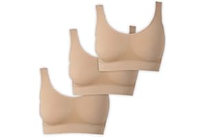 UnsichtBra biustonosz damski bez fiszbin, 3-częściowy zestaw dla dobrego samopoczucia, miękki biustonosz do spania i karmienia piersią, sportowy krótki top w wielu kolorach
