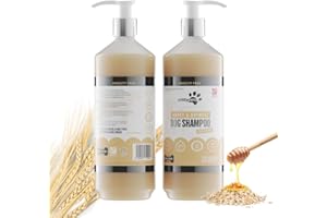 Oatmeal Dog Shampoo PRITTY PETS 1 LITRE Oatmeal Shampoo for Dogs - Professional PH Balanced, Cruelty Free, Silicone & Paraban Free, Puppy Friendly Dog Grooming Shampoo - Made in the UK (1L with Pump)