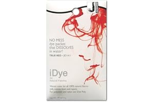 Jacquard iDye True Red, Fabric Dye for Natural Fibres, Permanent Textile Colouring on Cotton Silk and Linen, Easy Garment Craft Project,14g Packet