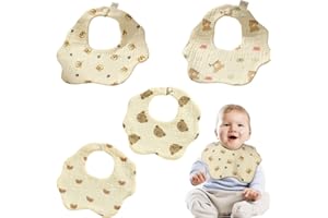 RVYEIOP 4 Baberos de Muselina Suaves y Absorbentes con Botones a Presión para Bebés y Niños Pequeños, Paños para Eructar