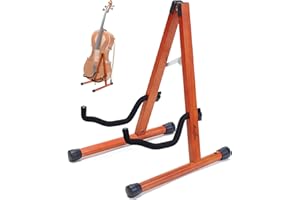 Musbeat Supporto per violoncello, supporto per violoncello con schiuma imbottita, supporto per violoncello realizzato a mano con foro per arco per violoncello, supporto per violoncello da pavimento in