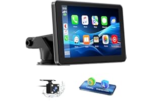 EYETOO Portable Car Stereo for A-pple Carplay Android Auto,7 Inch Wireless Car Radio Receiver with Rear Camera,Carplay Screen with Map Navigation/Bluetooth 5.0/Mirror Link/Voice Assistant/FM/AUX