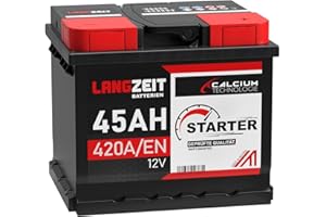 LANGZEIT Autobatterie 45AH 12V 420A/EN Starterbatterie +30% mehr Leistung ersetzt Batterie 44AH 36AH 40AH 41AH 43AH 46AH 48AH 50AH