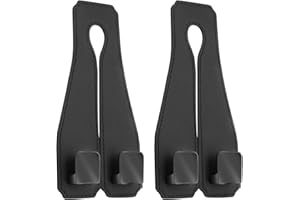 CANIPHA 2Pcs Car Seat Back Storage Hook, Full Leather Car Headrest Purse Hooks Hang Cups, Umbrellas, Key Chains, Bendable Headrest Purse Bag Hooks Car, Truck, Pickup Truck & Many Other Models(Black)