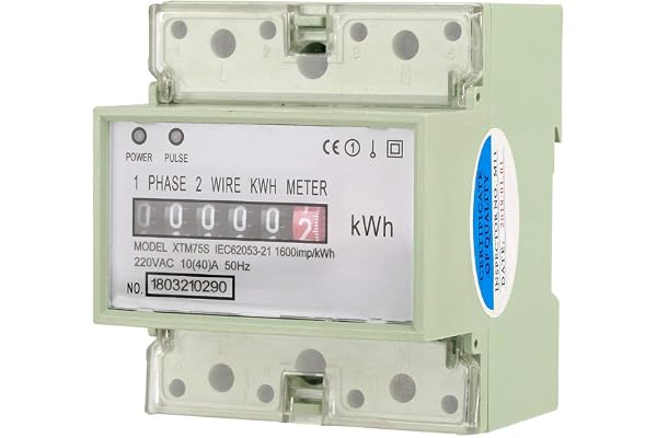 220V 10 (40) A Compteur électrique monophasé numérique 2 fils 4P DIN-Rail électronique KWh mètre Wattmètre, pour Installation sur Rail DIN Standard 35 mm