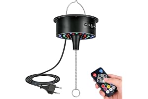Discokulamotor med LED-ljus, spegelkularotationsmotor med fjärrkontroll, 30 LED-pärlor discoljus, justerbar rotationshastighe