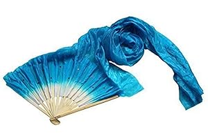 Guajave 1,8 m langer, handgefertigter bunter Bauchtanz-Fächer, Bambus, Schleier, Tanzfächer