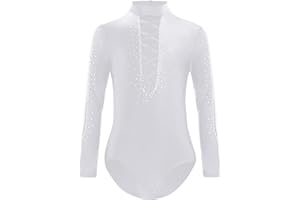 Xnihocha Turnanzug Jungen Ballett Trikot Langarm Strass Gymnastikanzug Tanzbody Slim Fit Hemdbody Latein Tanzkostüm