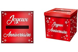 SHIMOMURA 1 Urne Joyeux Anniversaire Rouge métallisée R/URNM00R- Tirelire