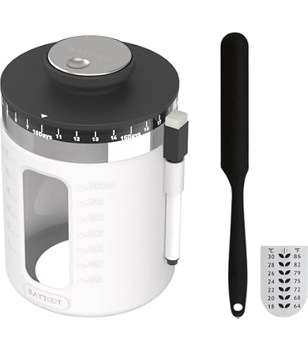 Kmise Sauerteig-Starterglas-Set (964 Ml) | Mit Thermometer, Datumsband, Stoffabdeckung & Spatel | Perfekt Für DIY-Sauerteig