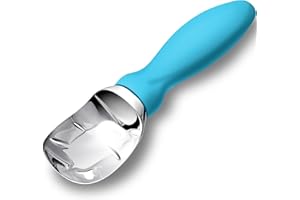 Rainspire Ice Cream Scoop Stainless Steel with Comfortable Handle, Ice Cream Scooper Heavy Duty, Ice Cream Spade Great for Spooning Frozen Hard Gelato and Sorbet, Cookie Dough, Melon, Blue