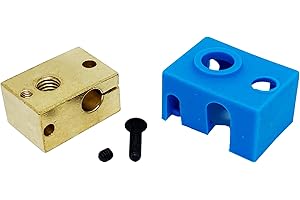 3Wthings Impresión 3D de calefacción de cobre-latón/Copper Brass Heatblock Hotend para E3D V6 PT100 con Calcetín de Silicona (Azul)