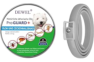 DEWEL Verstellbar Zecken Halsband für Hunde und Katze, 63.5cm Floh Zecken Kragen Floh-und Zecken Prävention Halsbänder Wasserdicht Hund Flohhalsband