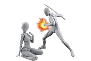 DAYTIGHT Tagtight Body Doll, Figurines d'action Body-Kun DX & Body-Chan DX en PVC Modèle, rtistes Mannequin Blockhead Mannequin Articulé Figures (Femme + Homme, Gris)