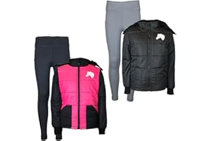 MS-Trachten Reitset Kinder Reitjacke Mia schwarz gesteppt mit Silikon-Vollbesatz Reitleggings Grau