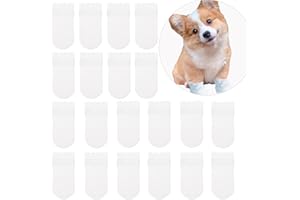 LUCXHCKY 20pcs Disposable Dog Shoes for Small Dogs, Pet Shoes with Adjustable Self-Adhesive Bandage, Dog Booties and Paw Protectors (S)