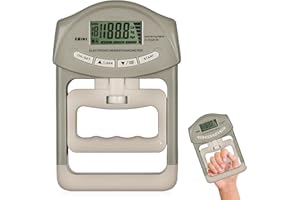 GOMETY Digitaler Handkraftmessgerät, 396lb/180Kg Hand Dynamometer mit USB-Ladekabel, Intelligent und einfühlsam Grip Strength Trainer Elektronische Griffkraft Messgerät Großer LED-Bildschirm (Grau)
