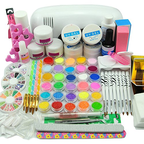 Coscelia 9 UV Lámpara de Secado Kit UV Lámpara UV Gel Crew Crystal Brush Lápices Kit para Uñas Artes DIY Uña Arte