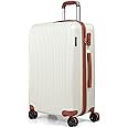 CALDARIUS Medium Luggage | Durable Suitcases | Lightweight & Secure with Combination Lock | Smooth 4 Dual Spinner Wheels | Ideal Travel Bag & Luggage Sets (White, Medium 24'')