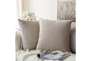 MIULEE Aksamitna poszewka na poduszkę, poszewki na poduszki, dekoracyjne poduszki na kanapę, do salonu, sypialni, zestaw 2 sztuk, 60 x 60 cm, beżowy