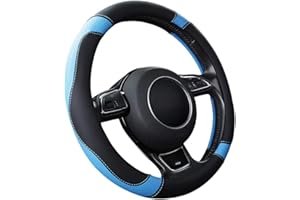 SFONIA Coprivolante per Auto Protezione Custodia Volante Cover in Pelle Microfibra Universale 37-38cm / 15" Antiscivolo Traspirante Durevole (Blu)