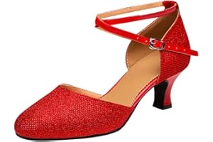 CELUCKE SANDALETTE Damen Standard Latein Funkeln Tanzschuhe Frauen Ballsaal Salsa Tango Tanzen Schuhe Knöchelriemen Hochzeit Abendschuhe, Celucke Klassische Pumps Frühling Elegante Brautschuhe