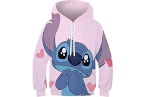 Yililk Enfants Lilo & Stitch Sweats À Capuche Garçon Fille Chapeau 3D Sweats Imprimer Dessin Animé Enfants Mode Pulls Vêtements Hauts