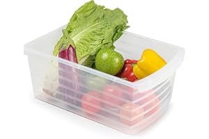 PLASTIFIC Plastic 12L Kitchen Freezer Fridge Multipurpose Danubio Drawer Storage Rack Holder BPA-Free Reusable Trays Slide Shelf Vegetable Cutlery Pantry Organizer (38 x 25 x 16cm)