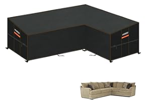HEIMUNI Coperture Divani da Giardino Impermeabile a Forma di L, Copertura per Mobili da Esterno a Forma di L, Copertura Divano Angolare Anti-UV Telo Copridivano Esterno 250x180x90x80/65