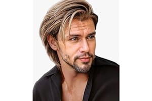 ‎SALAIBS Salaibs Herren Braun Mix Blond Kurze Perücke Layered Natürliche Synthetische Haar Perücken für Männchen Kerl Tägliche Verwendung