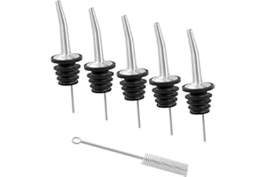 MHC BAR'N'MORE MHC Bar’n’more 5 Flaschen-Ausgießer inkl. Reinigungsbürste | Portionierer für Cocktails, Wein & Schnaps – Ideale Dosierer für Partys & Bars – einfache Zubereitung für Shots