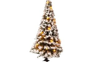 Noch- Arbre de Noël iluminé avec 20 LEDs enneigé 8 cm, 22120, coloré