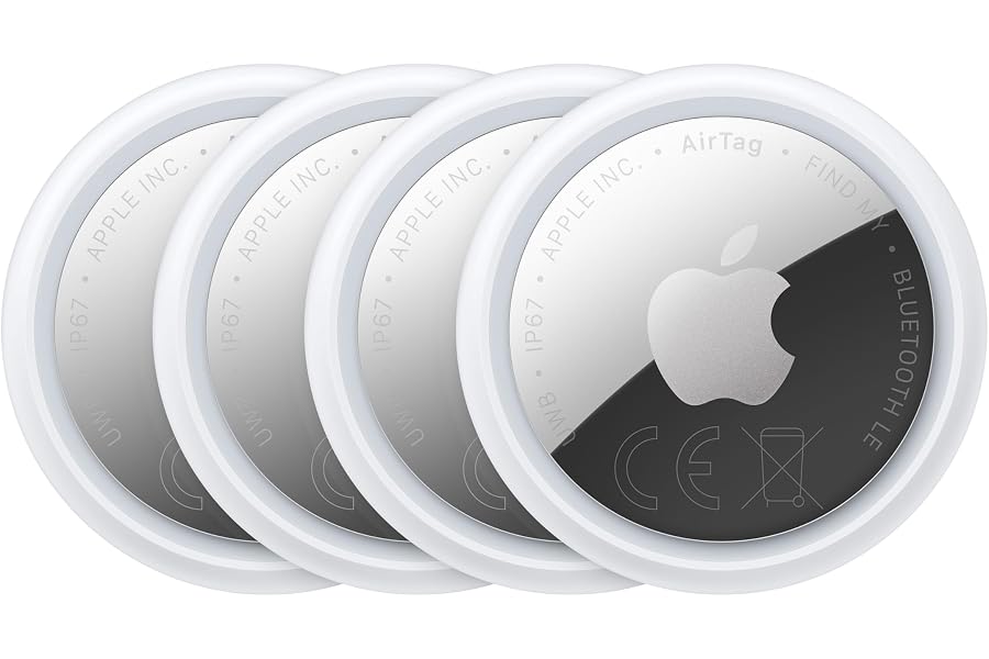 Apple Lot de 4 AirTags (2ᵉ génération) : Traqueur pour Porte-clés, Portefeuille et Plus Encore ; localisation avec Signal son