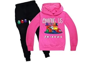 Baonmy Unisex Bambini Gioco Among Us Felpa con cappuccio con pantaloni 2 Pezzo Set Completo Imposter Fans Regalo Casual Pullover Pantaloni Tuta