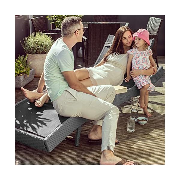 TecTake Rattan day bed sun canopy lounger recliner garden furniture - Image 6