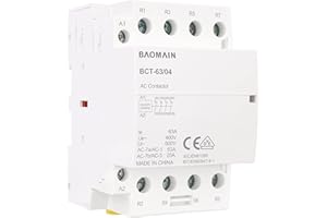 BAOMAIN Contattore CA, 4 poli NC, 63 A, Tensione Bobina 220 V/240 V, montaggio su guida DIN da 35 mm, VDE Approvato, BCT-63/04 (4P 4NC 220V)