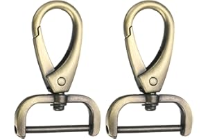 sourcing map 2Pcs Detachable Snap Hook Swivel Clasp 1" D Ring with Swivel Lobster Claw Clasps Hook for Purse Strap Keychain Bag DIY Craft, Brass