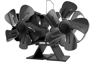snsok Stove Fan Log Burner Fan Upgrade 10 Blades Heat Powered Eco Fireplace Fans Silent for Home Wood Burning/Log Burner/Fireplaces, SF703T-A