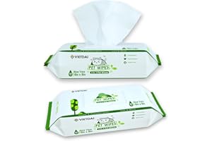 VIETDAI HYUNDAI VIETDAI Toallitas Perro Higiene Patas Toallitas Gatos para Limpiadoras Perros Ojos Orejas Cuerpo y Pelo Toallitas Mascotas con Aloe Vera y Vitamina E -160 Hojas