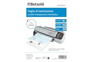 Betzold - plastificazione fogli DIN A4 100 pezzi - plastificazione documenti 150 mic 250 mic