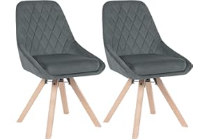 ‎WOLTU WOLTU Esszimmerstühle drehbar 2er Set, für Esszimmer Wohnzimmer Küche, Küchenstühle mit Samtbezug, Buchenholz Beinen, bis 150 kg belastbar, Dunkelgrau